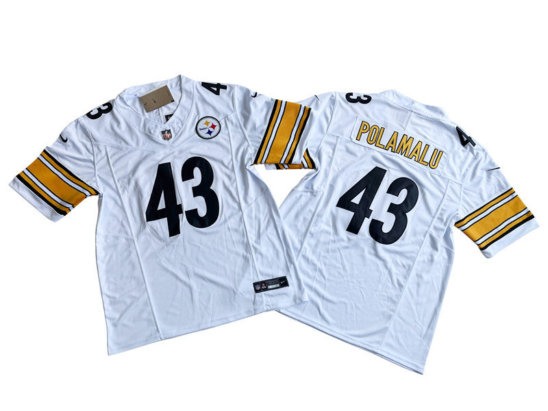 Men's Pittsburgh Steelers Retired Player  #43 Troy Polamalu Nike White Vapor F.U.S.E. Limited Jersey