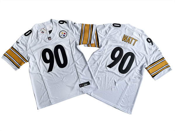 Men's Pittsburgh Steelers #90 T. J. Watt Nike 2023 White Vapor F.U.S.E. Limited Jersey