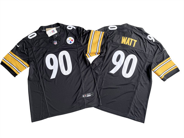 Men's Pittsburgh Steelers #90 T. J. Watt Nike Black 2023 F.U.S.E. Vapor Limited Jersey