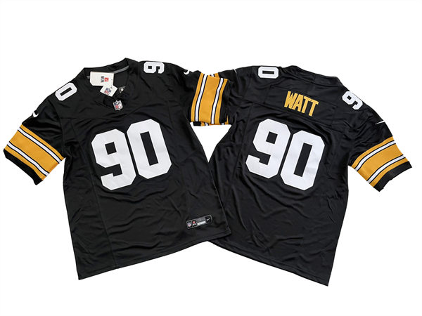 Men's  Pittsburgh Steelers #90 T. J. Watt Nike Black Big Number Alternate 2023 F.U.S.E. Vapor Limited Jersey