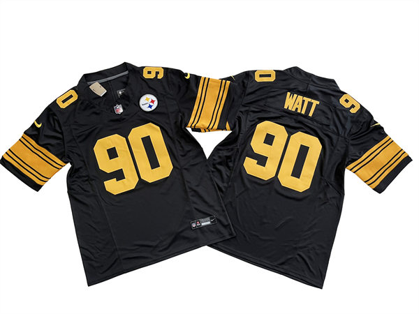 Men's Pittsburgh Steelers #90 T. J. Watt Nike Black Color Rush 2023 F.U.S.E. Vapor Limited Jersey