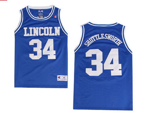 Men's The Movie He Got Game #34 Ray Allen Jesus Shuttlesworth Lincoln College Basketball Jersey Blue