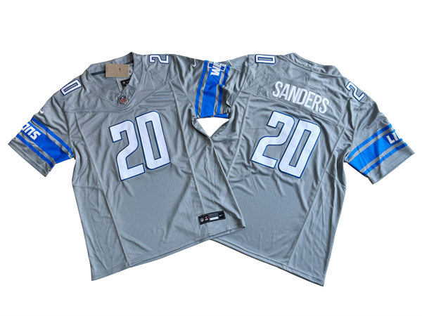 Men's Detroit Lions Retired Player #20 Barry Sanders Nike Steel F.U.S.E. Vapor Limited Jersey