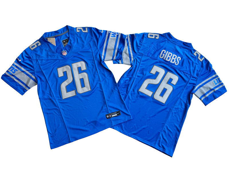 Mens Detroit Lions #26 Jahmyr Gibbs Nike Blue 2023 F.U.S.E. Vapor Limited Jersey