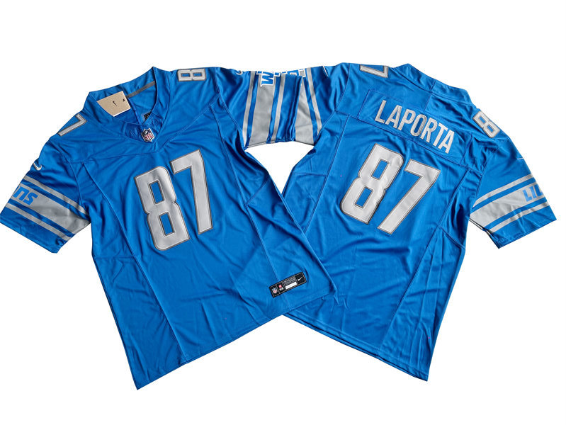 Mens Detroit Lions #87 Sam LaPorta Nike Blue F.U.S.E. Vapor Limited Jersey