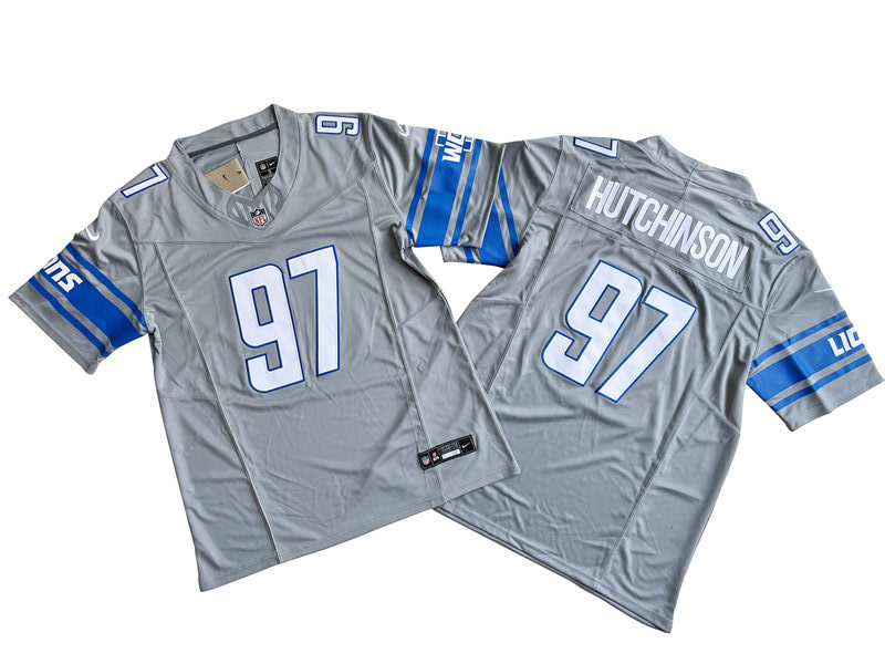 Men's Detroit Lions #97 Aidan Hutchinson Nike Steel Alternate F.U.S.E. Vapor Limited Jersey