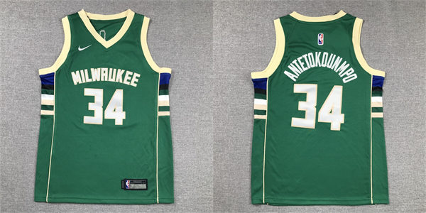 Youth Milwaukee Bucks #34 Giannis Antetokounmpo Green Nike 2021 Earned Edition Swingman Jersey