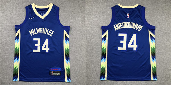 Youth Milwaukee Bucks #34 Giannis Antetokounmpo Blue 2022-23 Nike Milwaukee City Edition Jersey