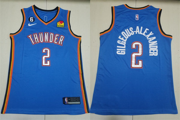 Mens Oklahoma City Thunder #2 Shai Gilgeous-Alexander Blue Icon Edition Jersey