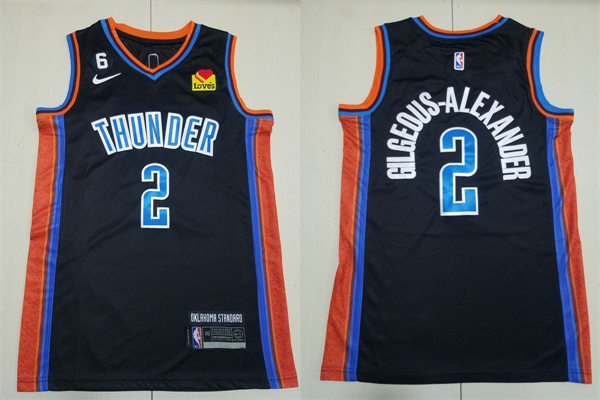 Mens Oklahoma City Thunder #2 Shai Gilgeous-Alexander Black 2022-23 City Edition Jersey