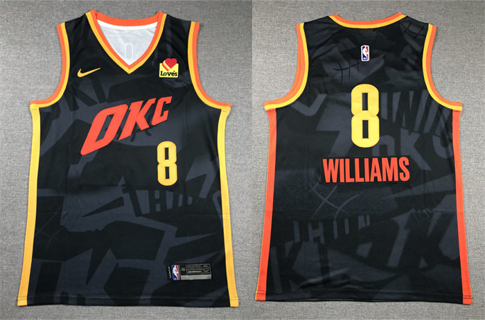 Mens Oklahoma City Thunder #8 Jalen Williams Black 2023-24 City Edition Swingman Jersey