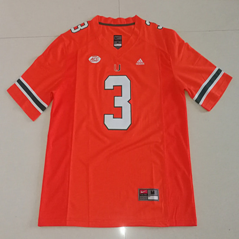 Men's Miami Hurricanes #3 Frank Gore Adidas White NCAA College Football Game Jersey