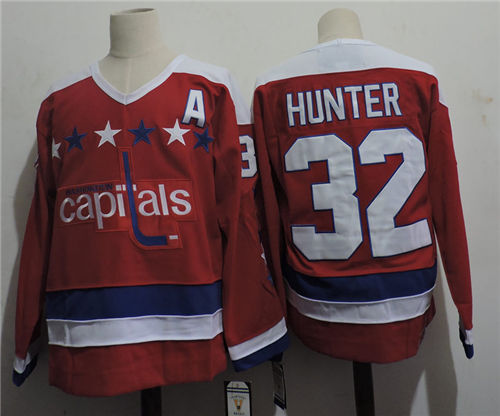 Men's Washington Capitals #32 Dale Hunter Red 1990 Throwback CCM Jersey S-3XL