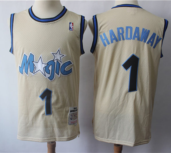 Men's Orlando Magic #1 Penny Hardaway Cream Throwback Jersey