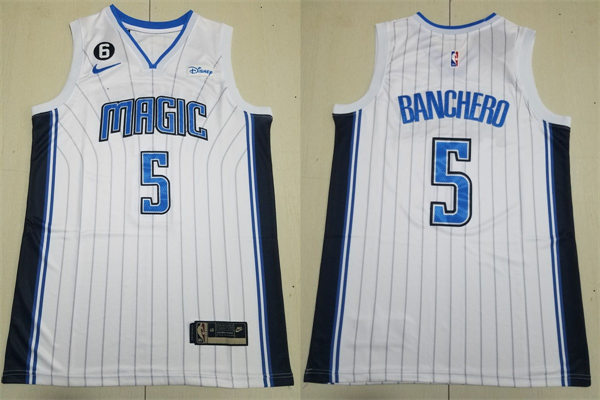 Men's Orlando Magic #5 Paolo Banchero White Association Edition Jersey