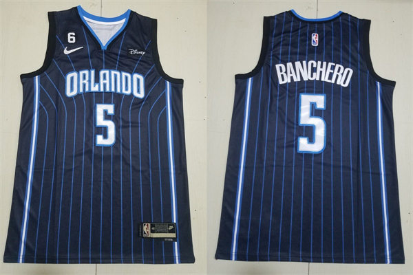 Men's Orlando Magic #5 Paolo Banchero Black Icon Edition Jersey