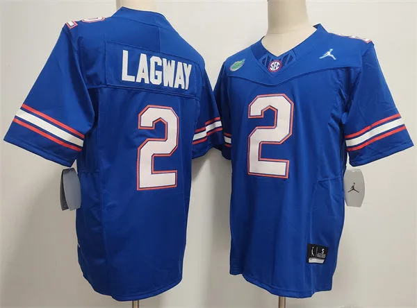 Mens Florida Gators #2 DJ Lagway Royal College Football Game Jersey