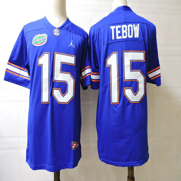 Men's Florida Gators #15 Tim Tebow Jordan Blue Football Jersey