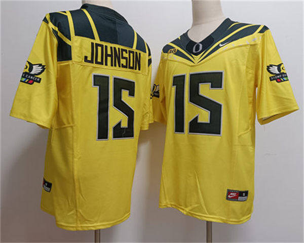 Mens Oregon Ducks #15 Tez Johnson 2024 BIG Ten Alternate Game Football Jersey Yellow