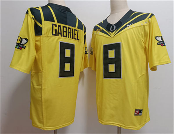 Mens Oregon Ducks #8 Dillon Gabriel 2024 BIG Ten Alternate Game Football Jersey Yellow