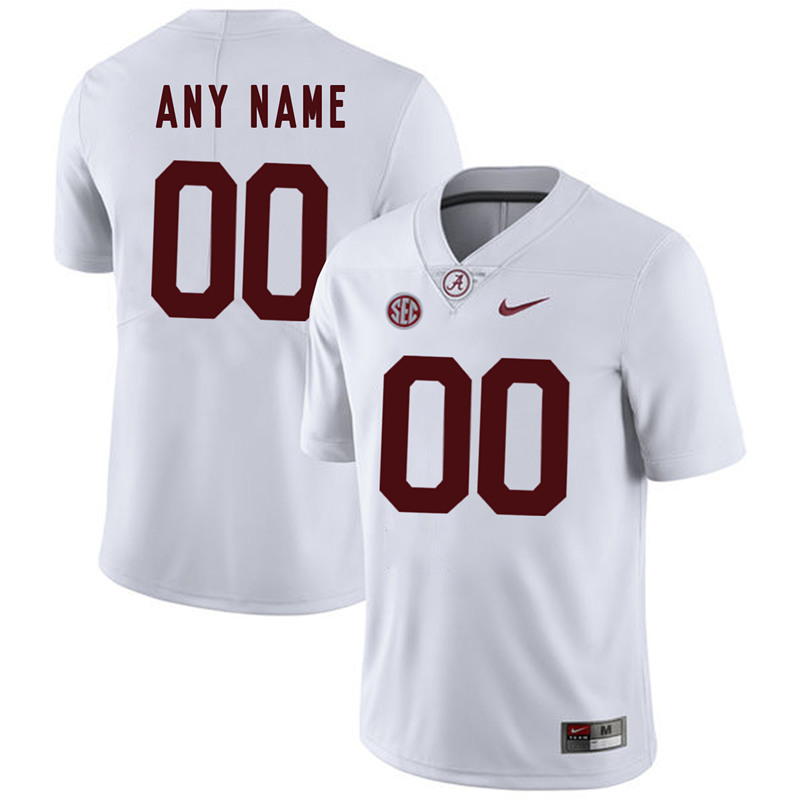 Mens Customized Alabama Crimson Tide white Personalized College Football Jerseys