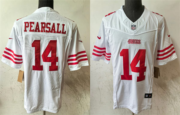 Mens San Francisco 49ers #14 Ricky Pearsall Nike Home White 2023 F.U.S.E. Vapor Limited Jersey