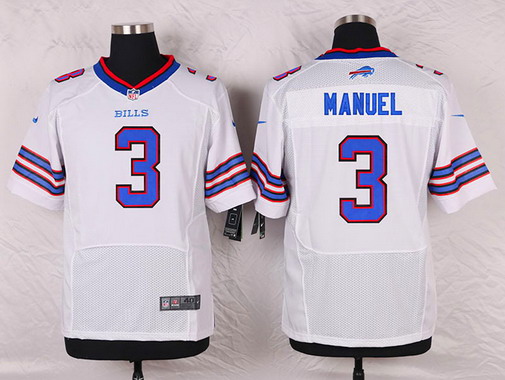 Men's Buffalo Bills #3 EJ Manuel White Nike Elite Jersey