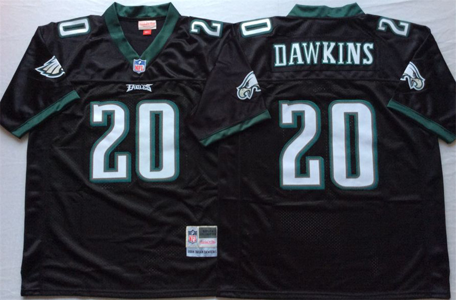 Mens Philadelphia Eagles #20 Brian Dawkins Black Mitchell & Ness NFL Throwback Jersey