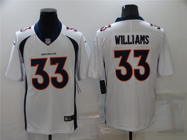 Mens Denver Broncos #33 Javonte Williams Nike White Vapor Untouchable Limited Jersey