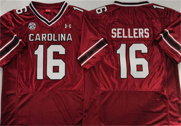 Mens South Carolina Gamecocks #16 LaNorris Sellers Garnet Football Game Jersey