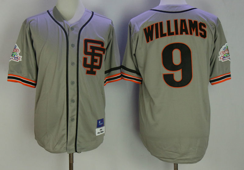 Men's San Francisco Giants #9 Matt Williams Gray SF Gray Throwback Baseball Jersey