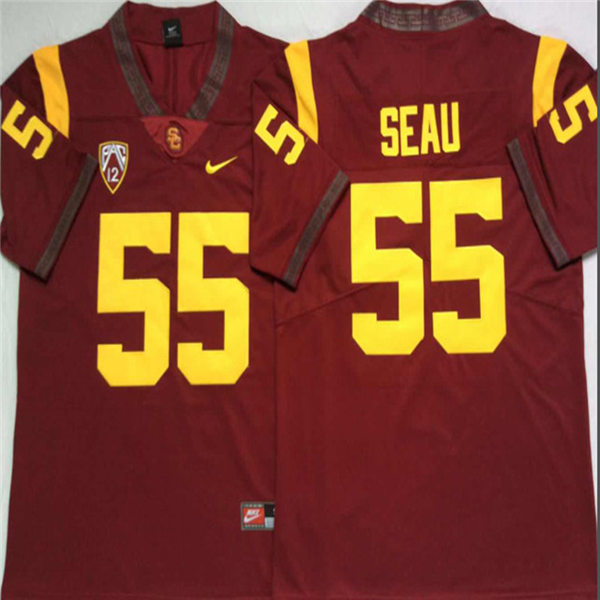 Men's USC Trojans #55 Junior Seau Red With Name Nike NCAA College Vapor Untouchable Football Jersey