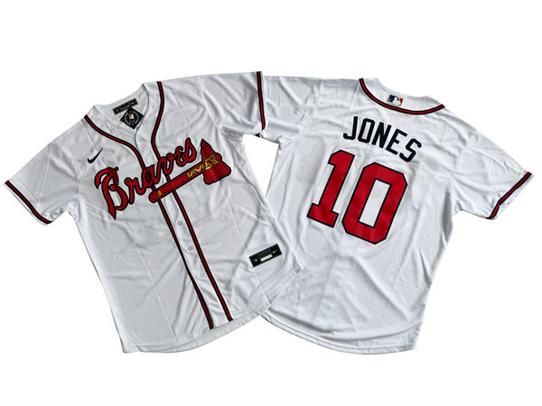 Men's Atlanta Braves Retired Player #10 Chipper Jones Nike Home White Cool Base Jersey