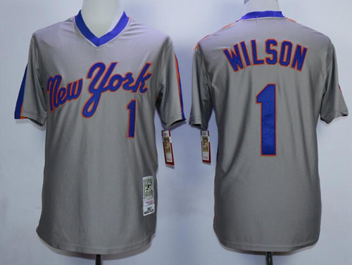 New York Mets #1 Mookie Wilson 1987 Gray Throwback Jersey