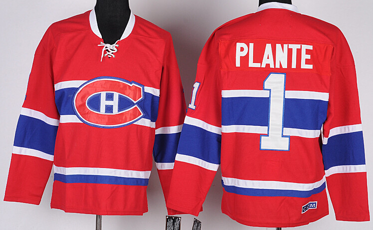 Men's Montreal Canadiens #1 Jacques Plante Red CCM Jersey