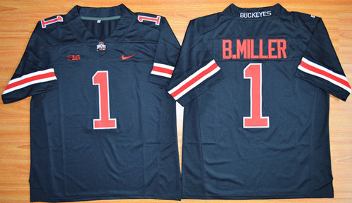 Men's Ohio State Buckeyes #1 Braxton Miller Blackout College Football Nike Limited Jersey
