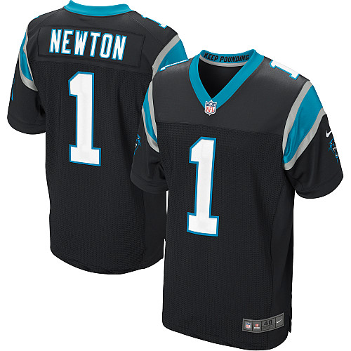 Nike Carolina Panthers #1 Cam Newton Black Elite Style Jersey