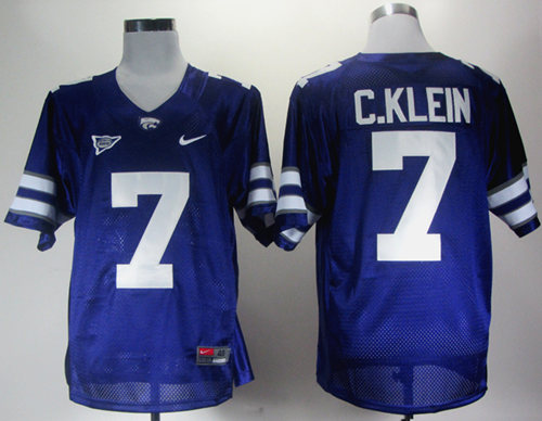 Mens Nike College Football Jersey Kansas State Wildcats #7 Collin Klein  Purple Big 12 Patch