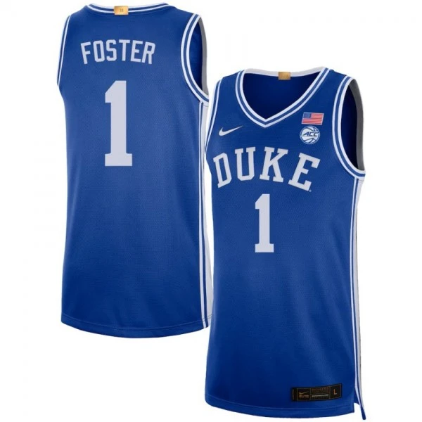 Mens Youth Duke Blue Devils #1 Caleb Foster Royal College Basketball Game Jersey