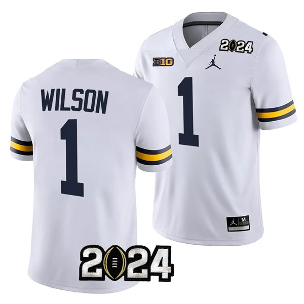 Mens Youth Michigan Wolverines #1 Roman Wilson College Football Game Jersey White