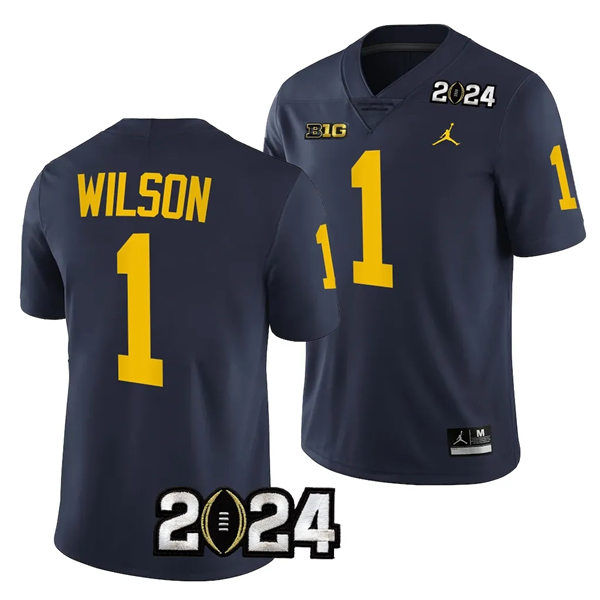 Mens Youth Michigan Wolverines #1 Roman Wilson Navy College Football Game Jersey