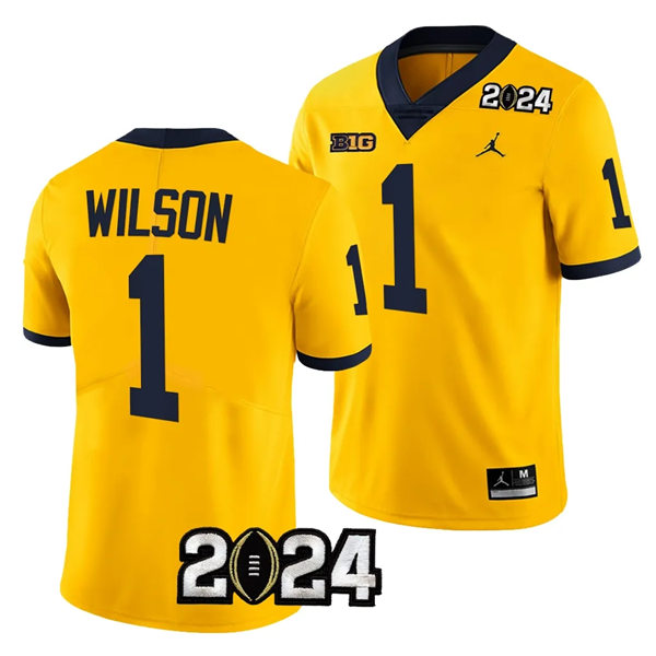 Mens Youth Michigan Wolverines #1 Roman Wilson Maize College Football Game Jersey