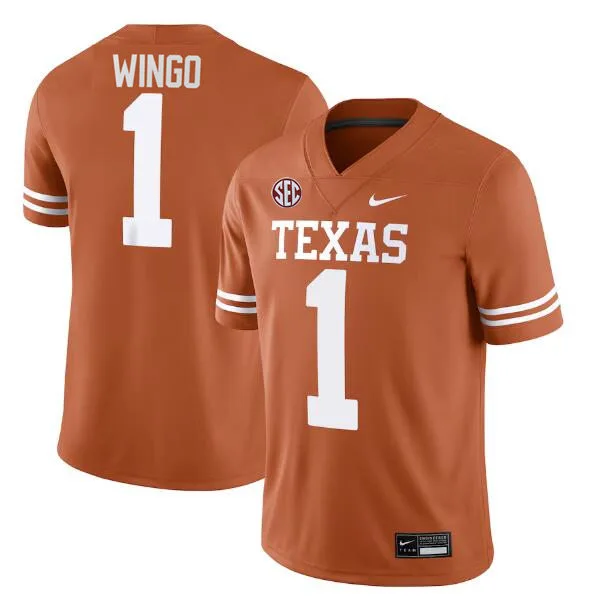 Mens Texas Longhorns #1 Ryan Wingo 2025 SEC Orange College Football Game Jersey