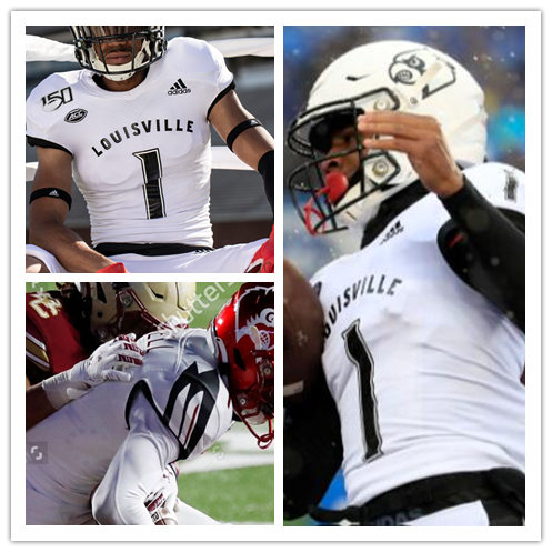 Mens Louisville Cardinals #1 Tutu Atwell Adidas 2019 White Throwback Football Jersey