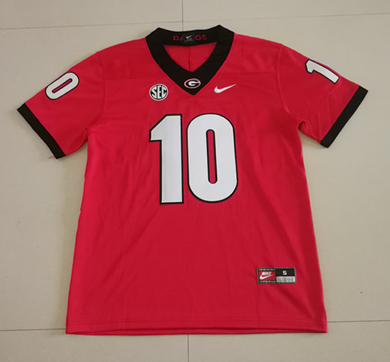 Men's Georgia Bulldogs #10 Kearis Jackson Nike Red Football Jersey