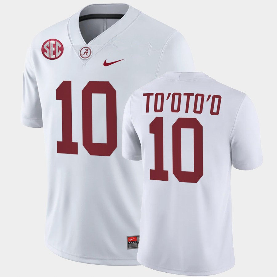 Mens Alabama Crimson Tide #10 Henry To'o To'o Nike White College Football Game Jersey