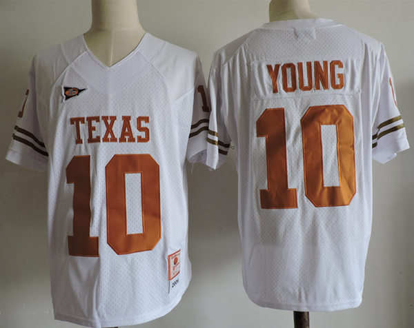 Men's Texas Longhorns #10 Vince Young White Throwback NCAA Football Jersey