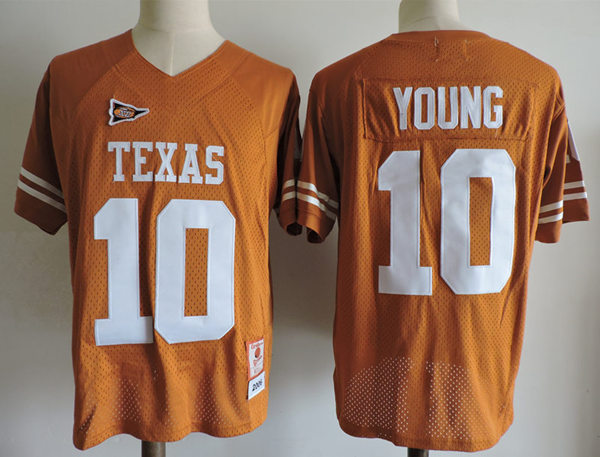 Men's Texas Longhorns #10 Vince Young Orange NCAA Throwback Football Jersey