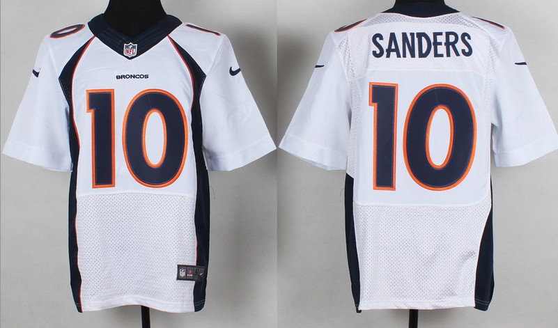 Men's Denver Broncos #10 Emmanuel Sanders White Nik Elite Jersey