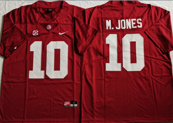 Men's Alabama Crimson Tide #10 Mac Jones Nike Red Football Jersey